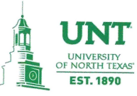 University of North Texas. Established 1890. Logo.